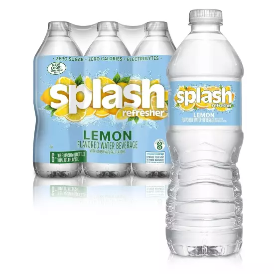 Splash Refresher Lemon Flavored Water 16.9 Fl Oz Plastic Bottle Pack of 6