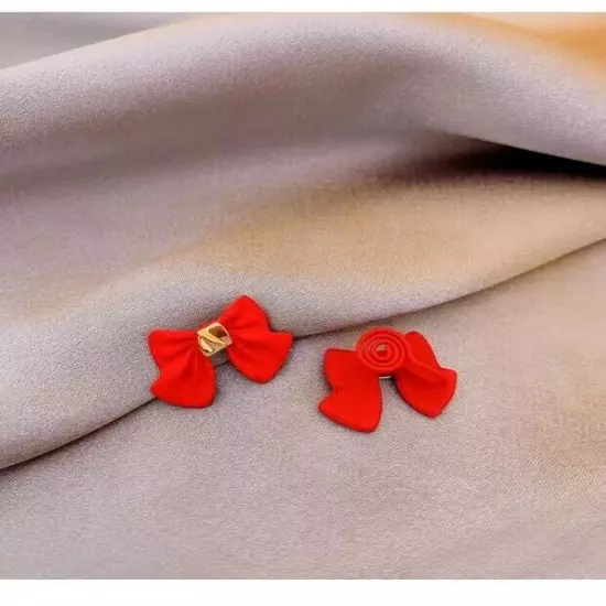 Fashion 18k Gold Plated Bow Stud Earrings Womens Girls Jewellery Party Red/Black