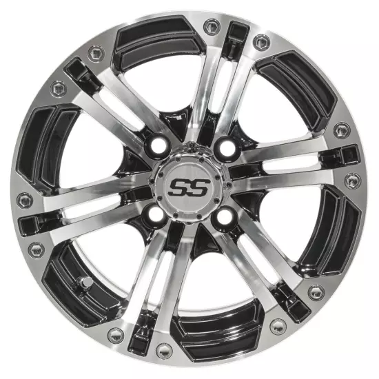 Set of 4 GTW 12" Specter Machined/Black Golf Cart Wheels on 20.5" Street Tires