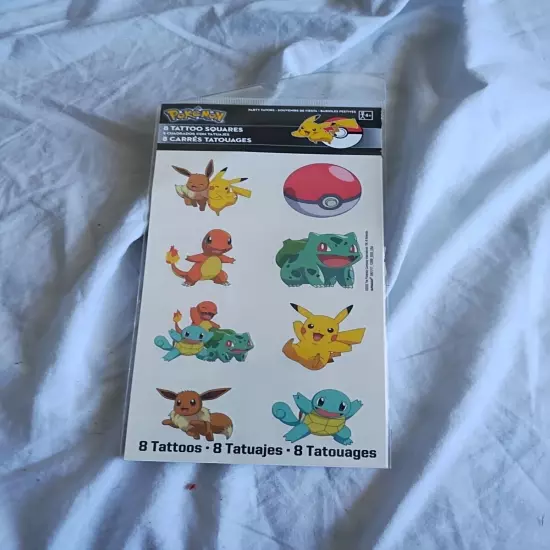 ￼Pokémon￼ Temporary tattoos 8 On Sheet Pikachu