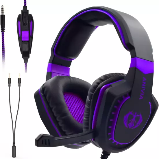 Computer over Ear Headphones Wired with Mic Stereo Gaming Headset Noise Isolatin