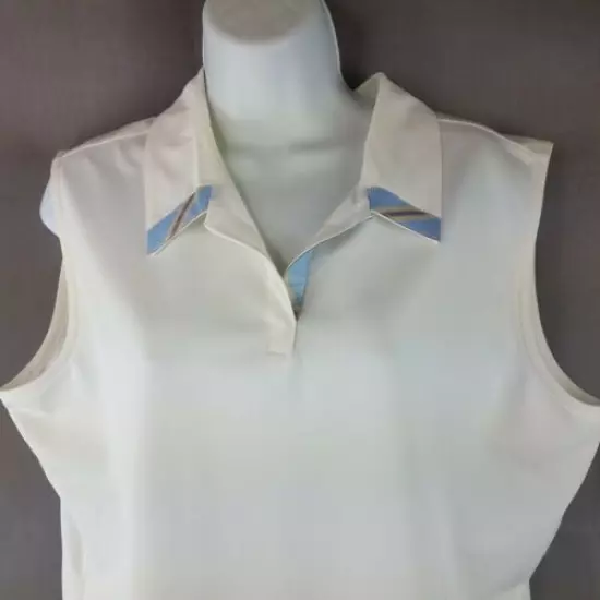 White Nike Golf Sleeveless Polo Shirt Fit Dry Size XL (16-18) Open V Neck NWT