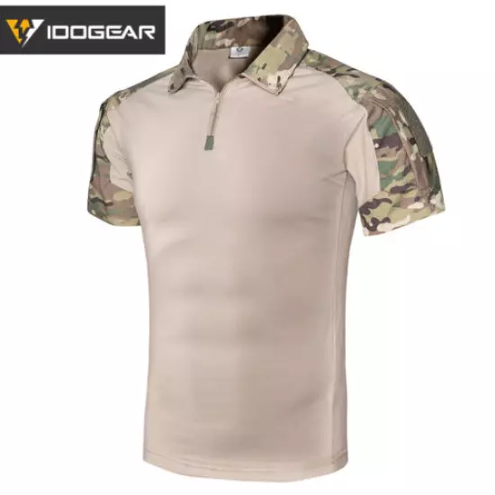 IDOGEAR Tactical Shirt Short Sleeve Combat Shirt Top Camo Airsoft Military Gear