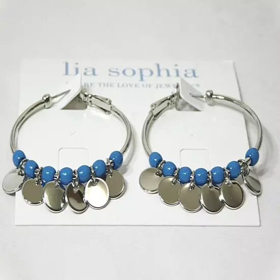 Beautiful Lia Sophia "JAMBOREE" Hoop Pierced Earrings, 1-5/8" Diameter, NWT