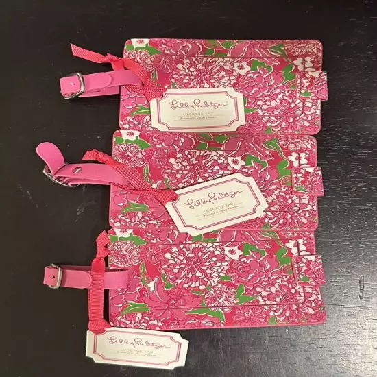 Lilly Pulitzer Set Of 3 Luggage Tags Pink New With Tags