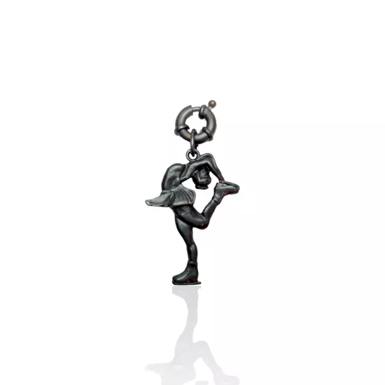 Silver Figure Skating Zipper Pendant Sports Jewelry Gift.