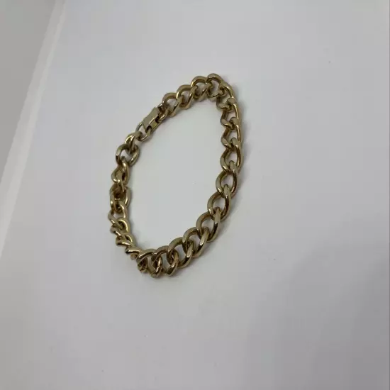 Men’s Yellow GOLD TONE Curb Chain Bracelet 7” Gold Tone