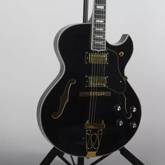 Custom Black Byrdland Electric Guitar Hollow Body Jazz F-Hole Gold Hardware