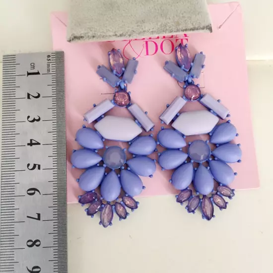 New on Card STELLA & DOT Heck Yes Statement Chandelier Earrings -Lavender