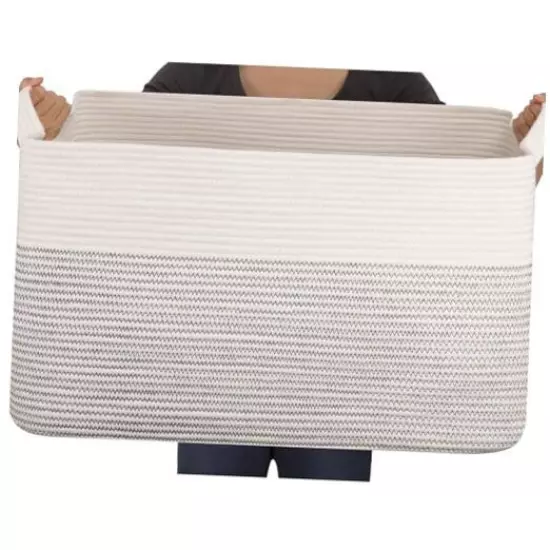  90L Blanket Basket, 24”x17”x14”, Large Woven Baskets for White & Black