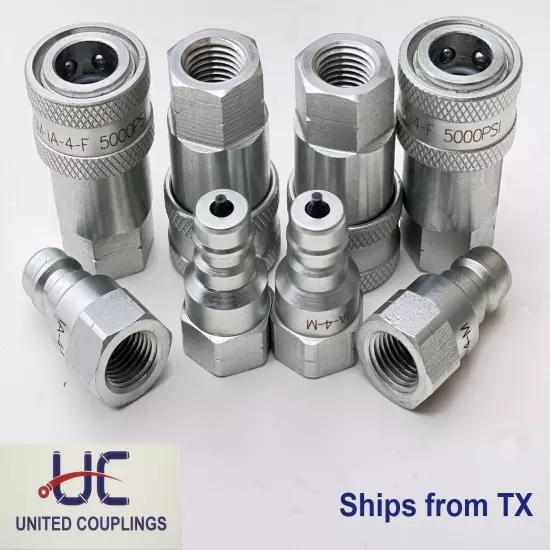 1/4 Hydraulic Quick Coupler /Coupling | ISO A 7241 | NPT | 4 Sets(Male & Female)