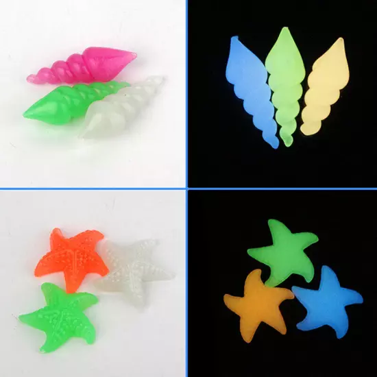 10PCS Luminous Glowing Stones Starfish Shell Shaped Decorative Pool Landscape Sn