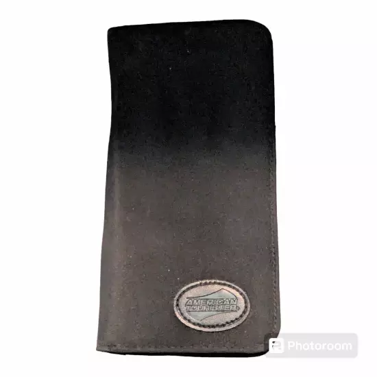 American Tourister Zip Travel Wallet Passport Holder Card Keeper Black 8.5"