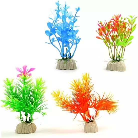 10 Pack Artificial Aquarium Plants, Small Size 4 to 4.5 Inch Approximate Height 