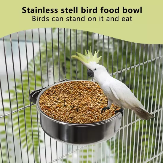 2 Pcs Small Bird Feeding Dish Cups,Parrot Food Bowl Cage with Clamp Holder St...