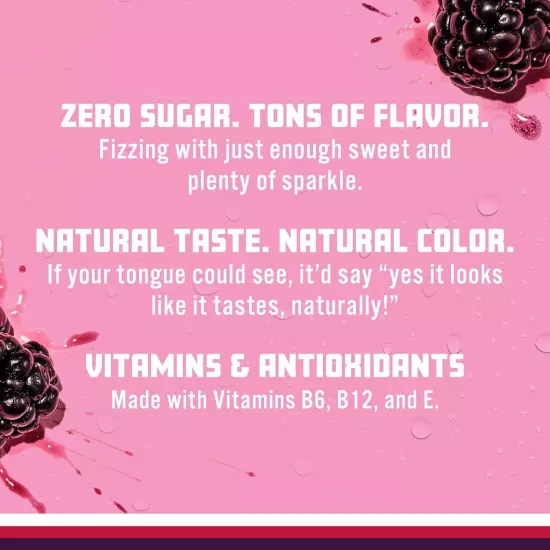 , Black Raspberry Sparkling Water, Zero Sugar Flavored Water, with Vitamins and 