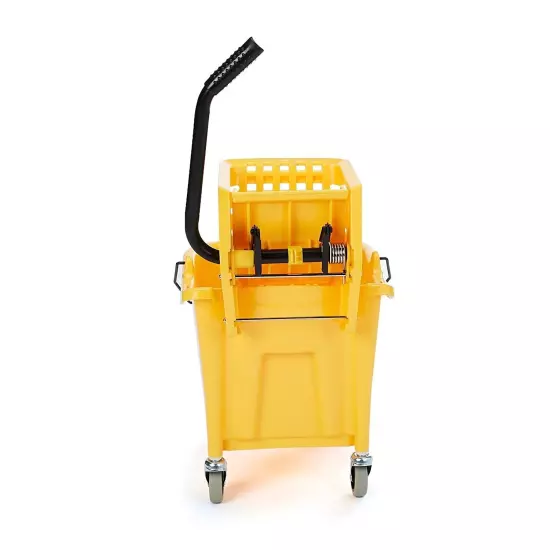 Side Press Wringer Combo Commercial Rectangular Mop Bucket on Wheels, 35-Quart,