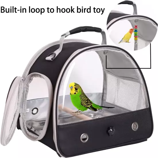 Bird Carrier, Portable Small Bird Parrot Parakeet Carrier with Standing Perch an