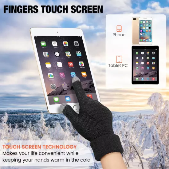 4 Pairs Women's Winter Touch Screen Gloves Warm Fleece Lined Knit Gloves Elastic