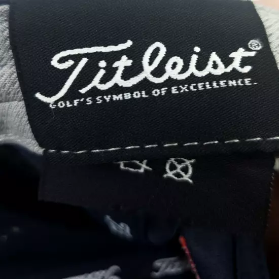 Titleist Pro V1 FJ FootJoy Logo Golf Hat Poly/Spandex Adjustable Cap Navy Blue