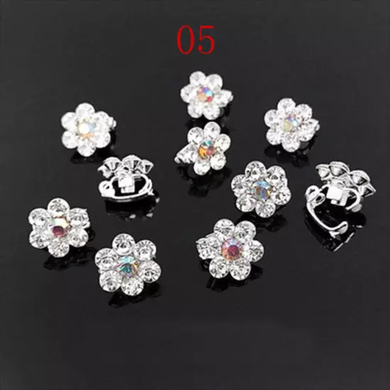 10PC Mini Claw Clamp Sweet Girls Hair Clip Metal Rhinestone Crystal Flower WOMEN