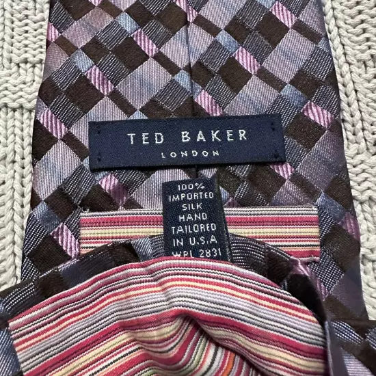 Ted Baker purple woven plaid silk tie