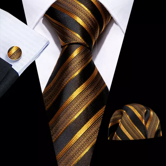 USA Mens Tie Striped Paisley Solid Paisley Necktie Hanky Cufflink Set Wedding