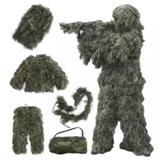 Ghillie Suit Woodland Camouflage Sniper Tactical Clothes Jungle Camo Hunting Set