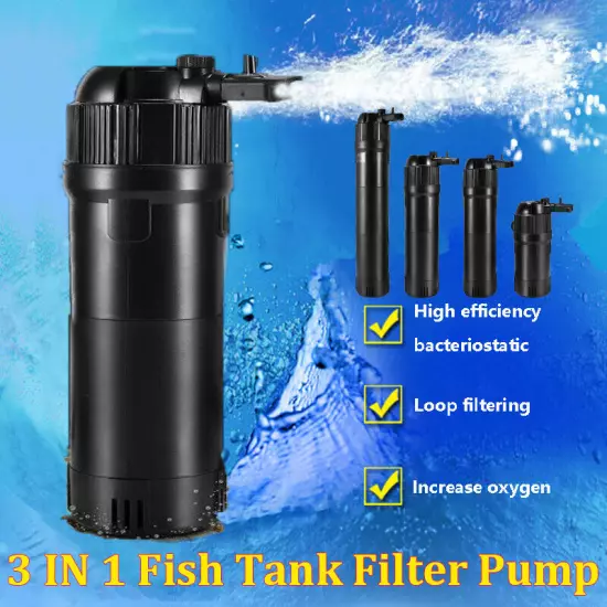 5-in-1 Internal Aquarium Fish Tank UV Sterilizer Filter Submersible Water Pump