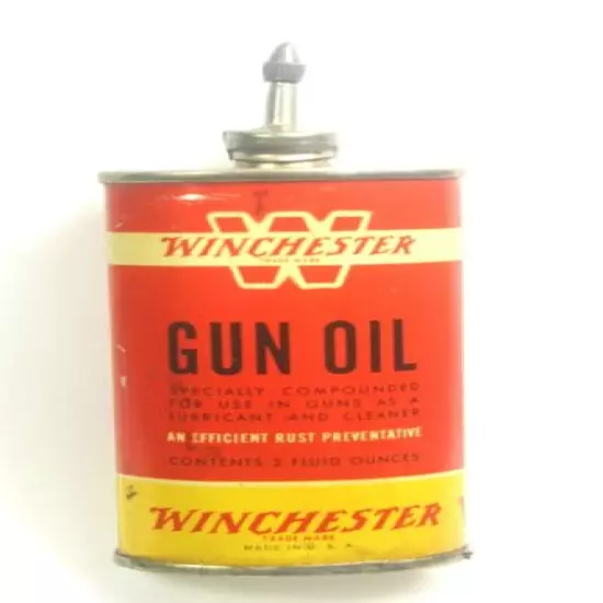 VINTAGE WINCHESTER GUN OIL LEAD TOP 3 OZ. CAN ( WHITE BAND W )