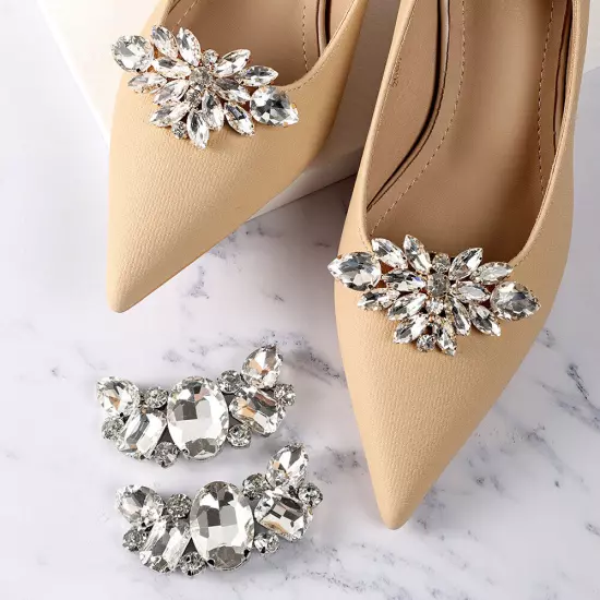 Diamante Rhinestone Shoe Clips Charms Buckle Removable Crystal Shoe Decoration