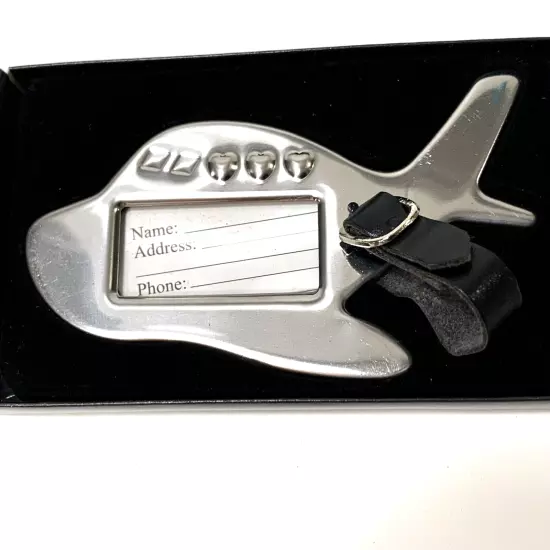 Metal LUGGAGE NAME TAG - Novelty Plane 10x6cm - As New, Boxed