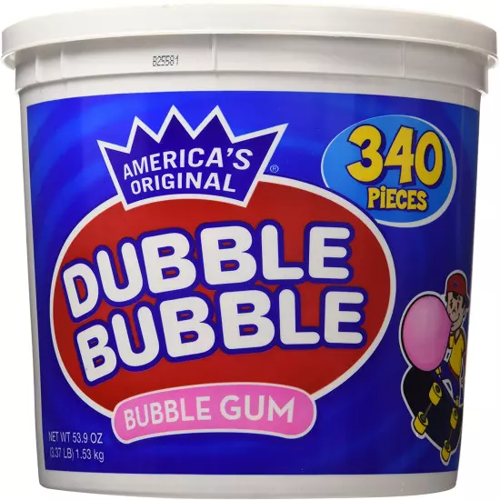 Chewing Gum Tub 340 Ct Individually Wrapped Bucket Double 53.9 Oz