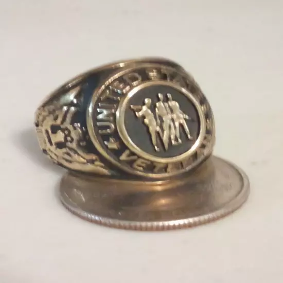 Vintage United States Veteran Ring Gold Tone Stainless Steel Size 11 A8