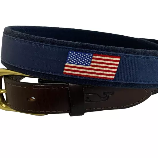 Vineyard Vines Sz 34 American Flags Canvas Club Belt