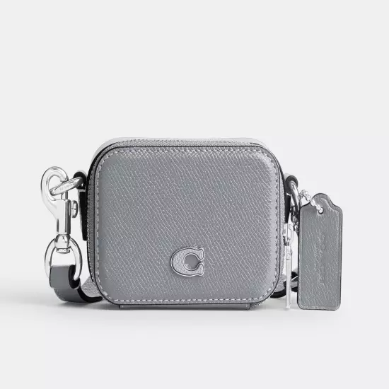 Coach Crossbody Pouch in Crossgrain Leather CP271 - Grey Blue NWT