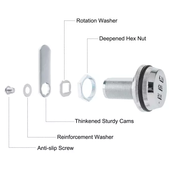 Combination Cam Lock Combination Cabinet Lock Password Coded Cabinet Lock 3pc...