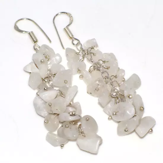 Natural Gemstone Beaded Grapes Cluster Drop & Dangle Earrings Size 2-3"