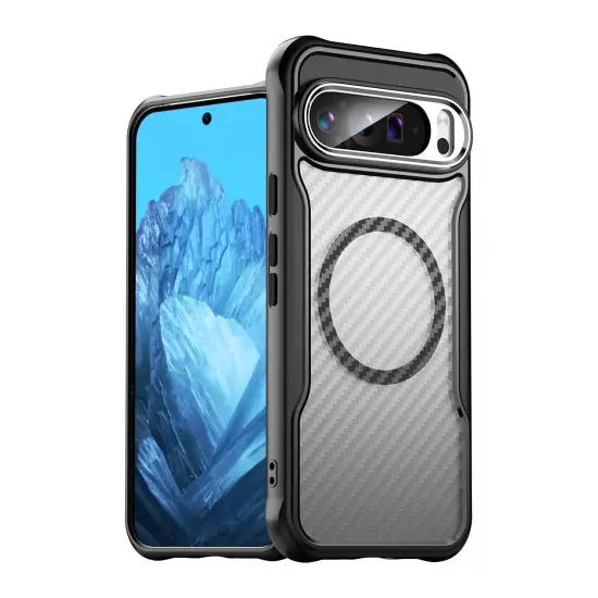 For Google Pixel 9 Pro XL/9 Pro/8A Non-Slip Carbon Fiber Texture Clear Slim Case