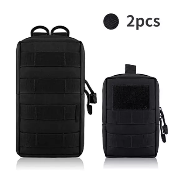 2pcs Tactical Molle Pouch Nylon Waist Belt Pack Utility EDC Outdoor Hunting Bags