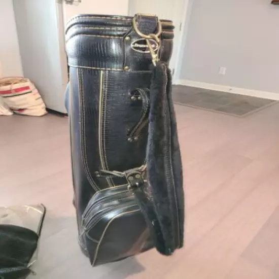 VINTAGE BRUNSWICK FAUX LEATHER GOLF BAG - 14 WAY INDIVIDUAL DIVIDER -Rain Cover