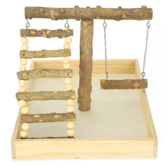 Natural Wood Bird Perch Stand Play Training Rack for Small Birds Activities