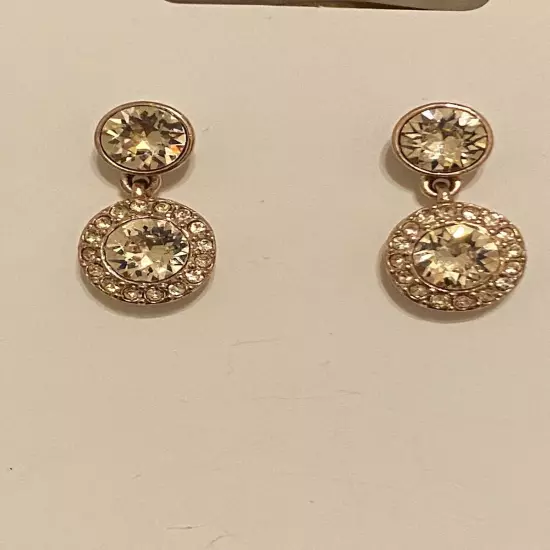 Givenchy Rose Gold Tone Crystal Dangle Drop Earrings 