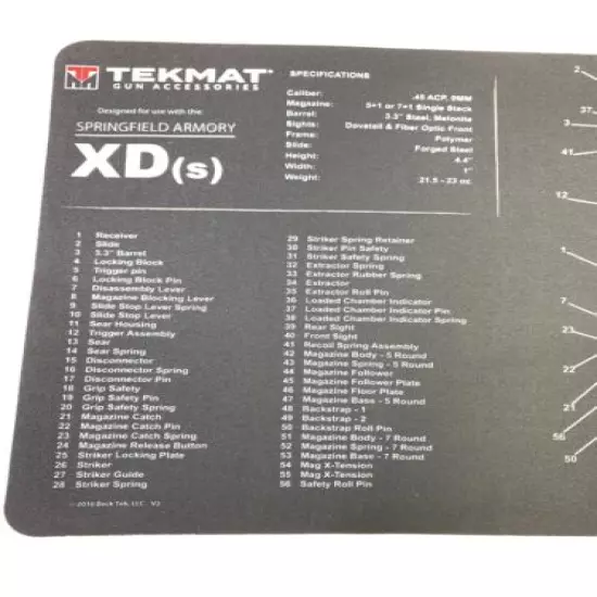 Tek Mat Springfield .45 ACP 9MM XD(s) Armory Gun Cleaning Bench Mat Mouse Pad