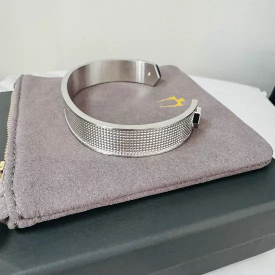 Bulova Precisionist Open Cuff Bracelet, Knurled Texture Design, Silver, NWT