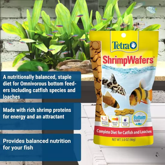 Tetra ShrimpWafers Complete Diet for Catfish and Loaches 3 Ounce