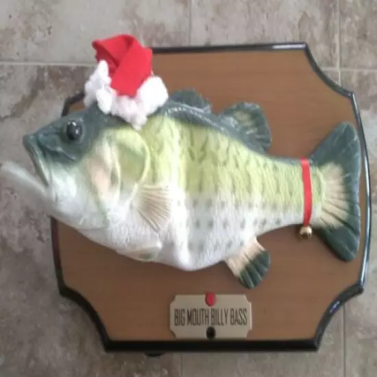 Vintage Gemmy Big Mouth Billy Bass Singing Fish Motion Activated Christmas Santa