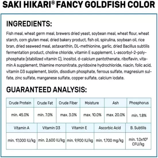 Hikari Saki Fancy Goldfish Fish Food for Premium Grade or Fancy Goldfish, 7 Oz. 