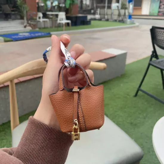 Mini Women Girl Leather Handbag Keychain Coin Purse Car Bag Charm for AirPods