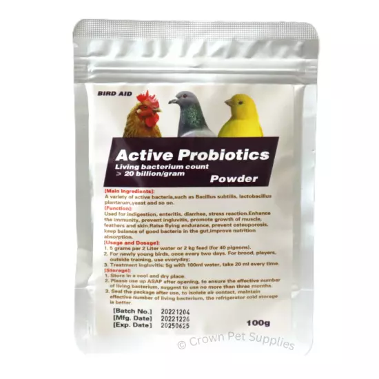 Active Probiotics ≥20 Billion Powder For Pigeons, Cage & Aviary & Poultry Birds